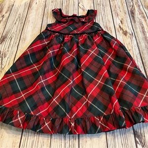 Gap Christmas Plaid Taffeta Dress Girls Sz 5 Sleeveless Red Green Black Ruffles